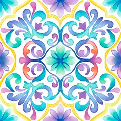 Watercolor Portuguese tile, JPG, 3600 x 3600 px, 300 dpi