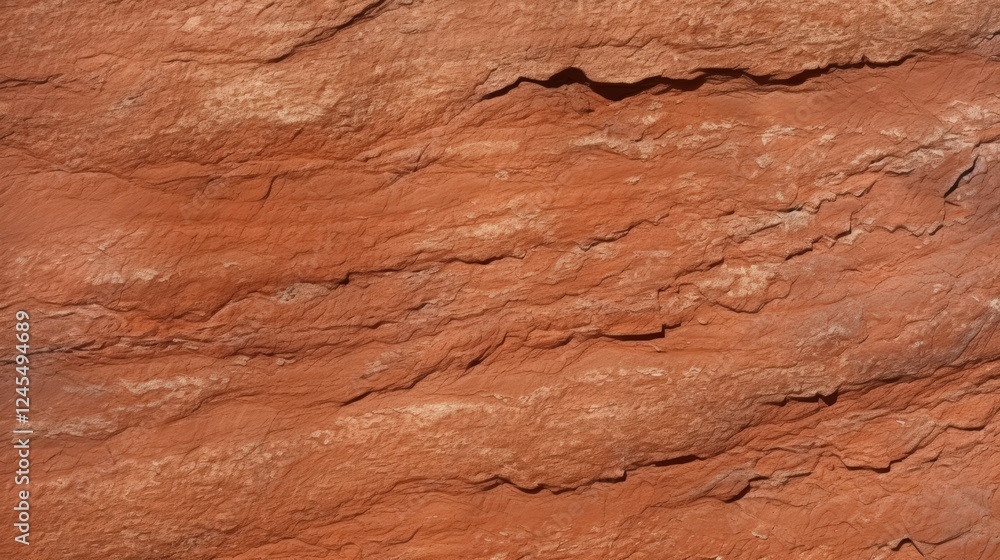 Poster ultra realistic photograph of natural red rock texture featuring striations and patterns for use in 