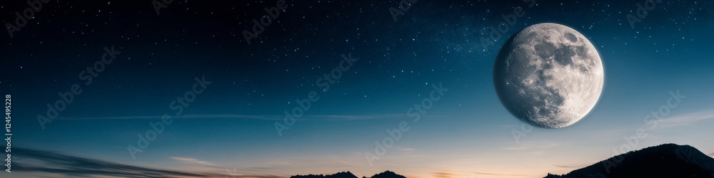 Aufkleber celestial aesthetic high-resolution lunar surface display with starry night backdrop - astronomical 