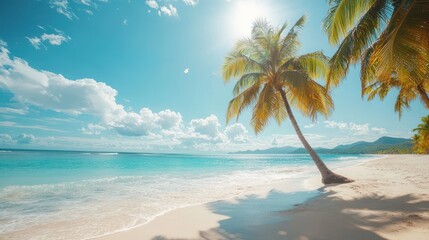 Tropical beach palm tree paradise summer vacation