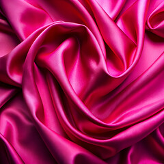 Obraz premium Pink Satin Fabric Texture. Luxurious Draped Silk Material Background