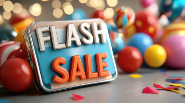Vibrant 3D geometric label with transparent and reflective glass shards in a bold eye catching design perfect for promoting a flash sale limited time offer or ecommerce discount  This modern