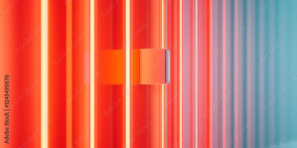 Fototapete Neon Privacy Tech Vibrant Gradient Display with Futuristic Padlock - Innovative Data Protection Content for Digital Security Branding in Creative Office Environments
