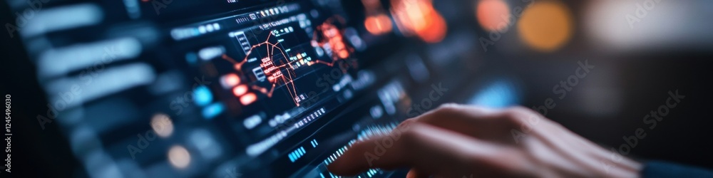 Aufkleber Futuristic Cybersecurity Dashboard Interactive LED Interface with Data Streams and Visual Analytics for Business Defense and IT Operations Efficiency