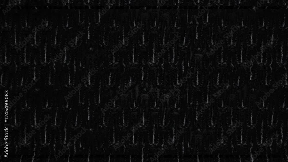 Poster camera movement to the right along a black leather background with a pattern. stylized animation. 3d