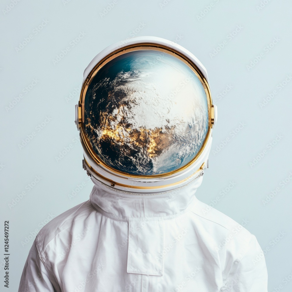 Poster Futuristic Cybertech Spacesuit Advanced Protective Gear in a Mars Setting - Space Exploration Innovation and Aerospace Design for Next-Gen Interplanetary Missions