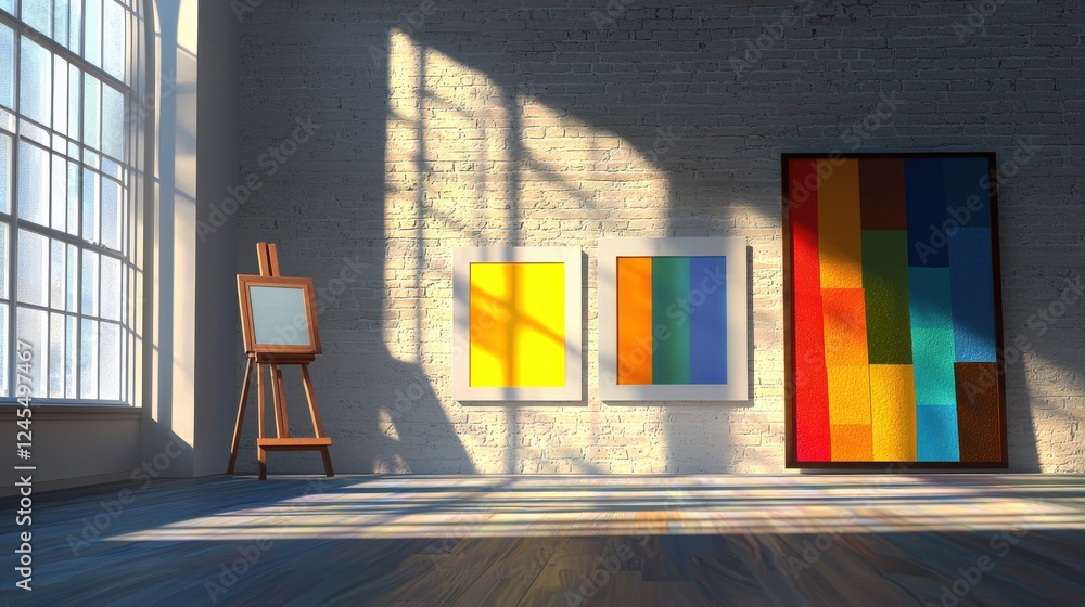Poster warm and inviting spaces featuring blank art frames.