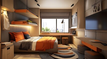 Modern Minimalist Bedroom Design: Space-Saving Furniture and Warm Hues