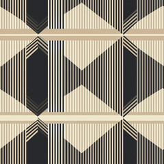 Geometric pattern featuring alternating lines and shapes in neutral tones.