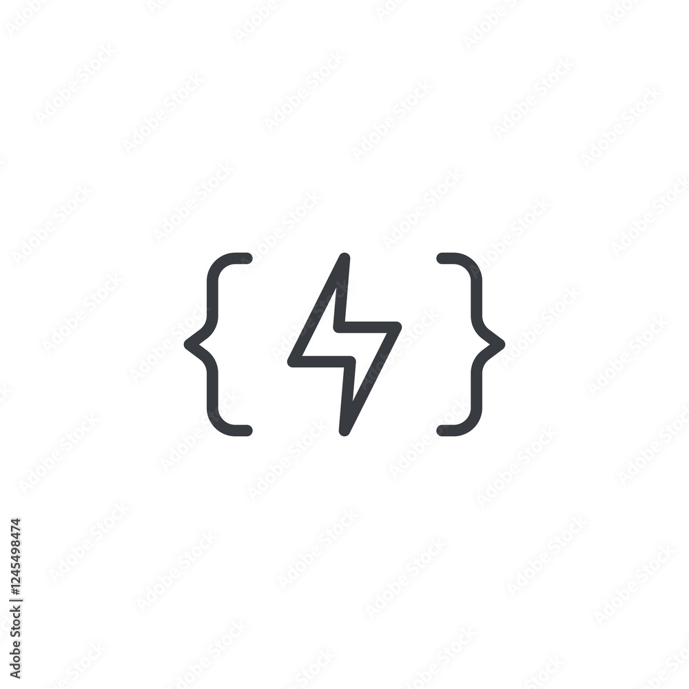 Fototapete code brackets line icon