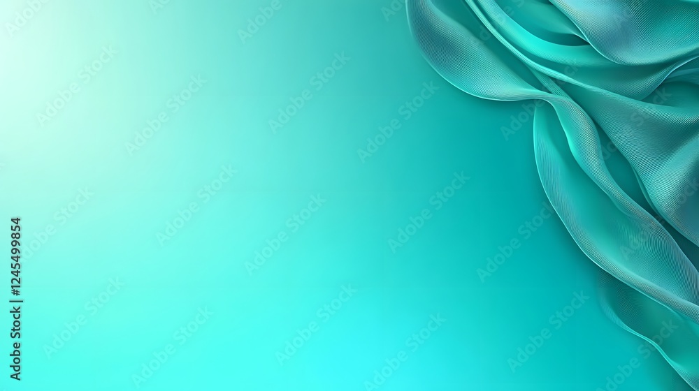 Aufkleber flowing and dynamic turquoise satin fabric backdrop with elegant drapery sumptuous sheen and a sense