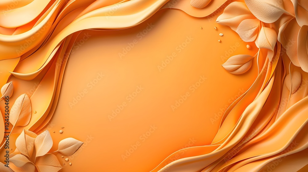 Poster mesmerizing fluid waves of vibrant orange and yellow tones create an abstract background design this