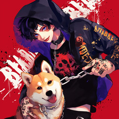 Gothic boy with black hair