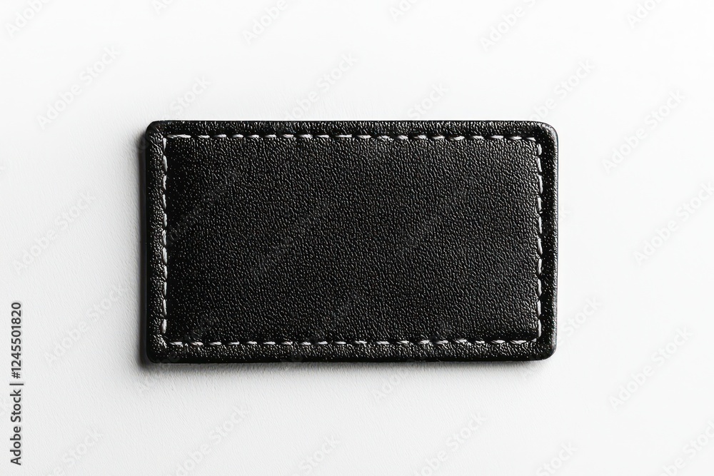 Poster precisely stitched rectangular fabric patch presented on a simple white background, suited for varie