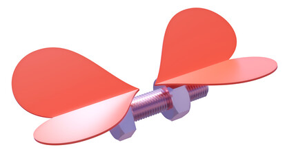 Bolt Nut Red Hearts