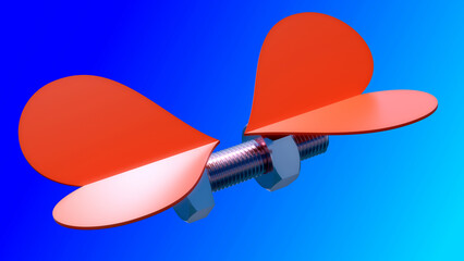 Bolt Nut Red Hearts