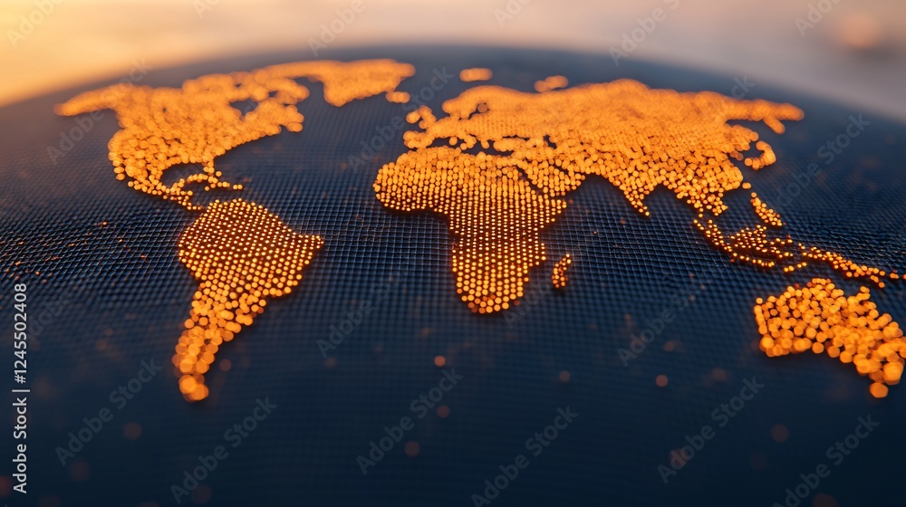 Poster illuminated global map world connectivity network digital technology abstract globe
