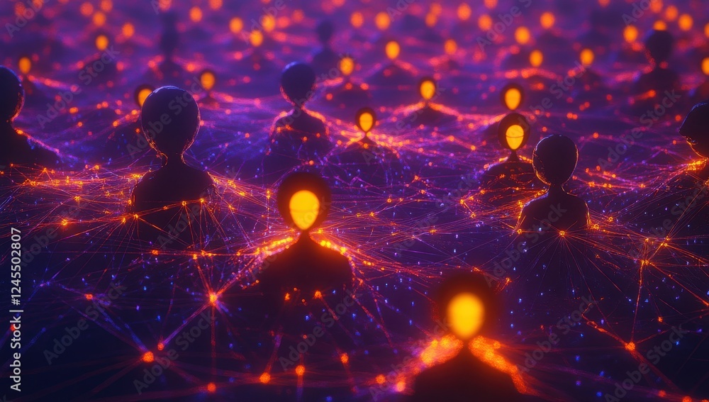 Poster abstract representation of digital connections and artificial intelligence illustrating interconnect
