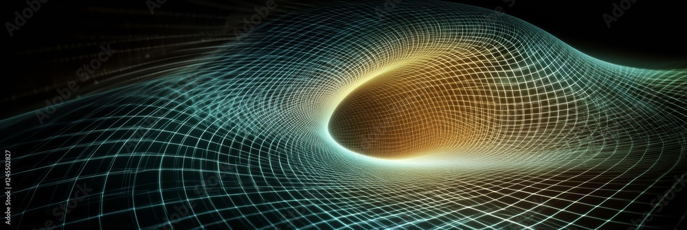 Aufkleber Futuristic Grid Dynamics Luminous Geometric Tunnels in Quantum Space - Advanced Tech Visuals for Scientific Exploration and Digital Innovation