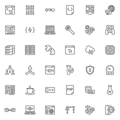 Programming and coding line icons set