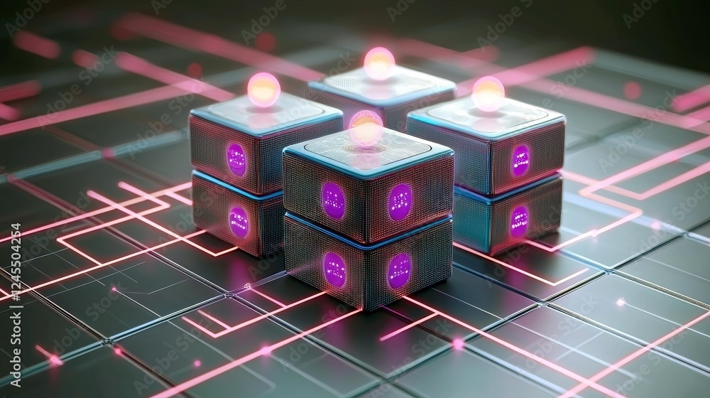 Poster futuristic digital network: abstract cyberpunk data server system. high-tech innovation, global conn