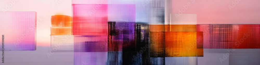 Poster abstract digital art colorful layered glass textures and dynamic lighting - contemporary visual cont