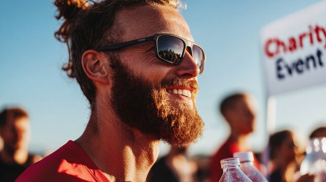 Vibrant Social Impact Charity Fun Run with Enthusiastic Volunteers and Hydration Station - Modern Community Engagement and Wellness Promotion