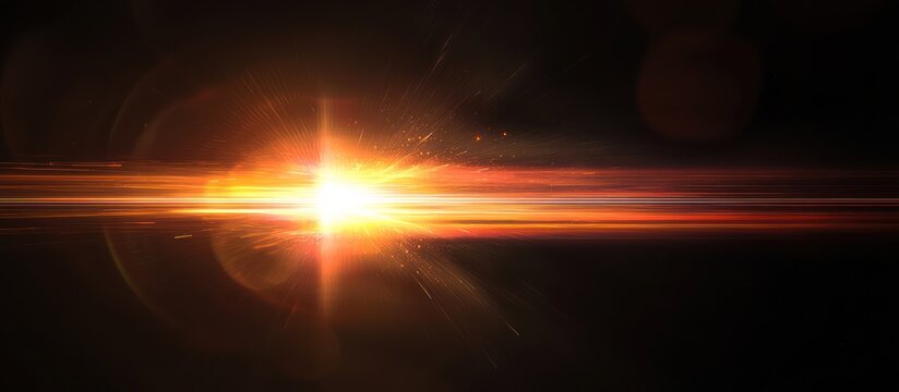 A bright photon flash captured on a camera sensor, isolated in a lab on black.