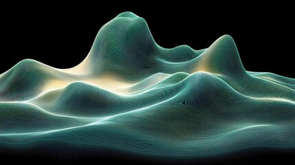 Obraz premium Abstract Green and Yellow Landscape: Digital Art, Nature-Inspired Background Texture, Modern Design, Smooth Curves, Flowing Lines, Energy, Motion