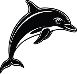 Beautiful Dolphin Jumping in the Sea vector art illustration 