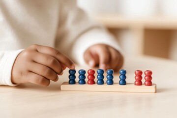 Montessori-Inspired Math Learning Kit Childs Hands with Wooden Number Rods Interactive Education Tools for Early Childhood Development and STEM Enrichment