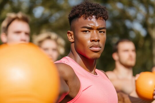 Energetic Outdoor Fitness Bootcamp Diverse Young Adults with Smart Bands Modern Wellness Content for Health and Group Exercise Promotion - Powered by Adobe