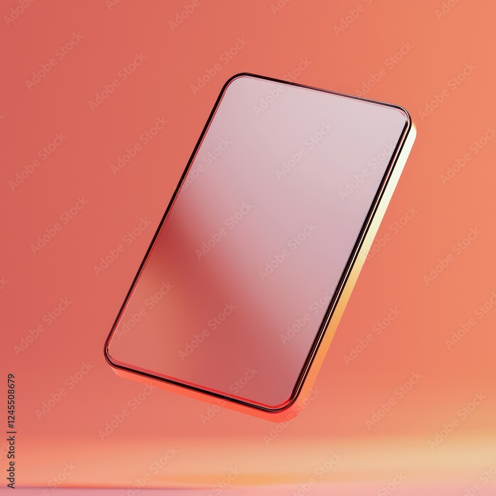 Poster in a minimalist setting, a rectangular badge mockup with a diffused light border floats, highlighted