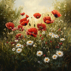 Fototapeta premium poppy flowers in the fild