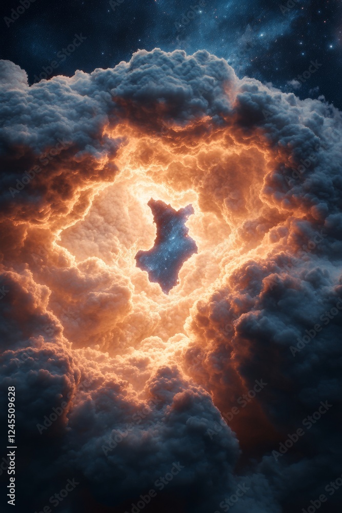 Aufkleber galactic cloud burst dynamic cosmic energy visualization with volumetric textures for digital market