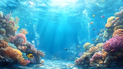 Stunning Underwater Coral Reef Landscape Filled with Vibrant Marine Life Tropical Fish and a Sense of Tranquil A Captivating Destination for Scuba Diving Snorkeling