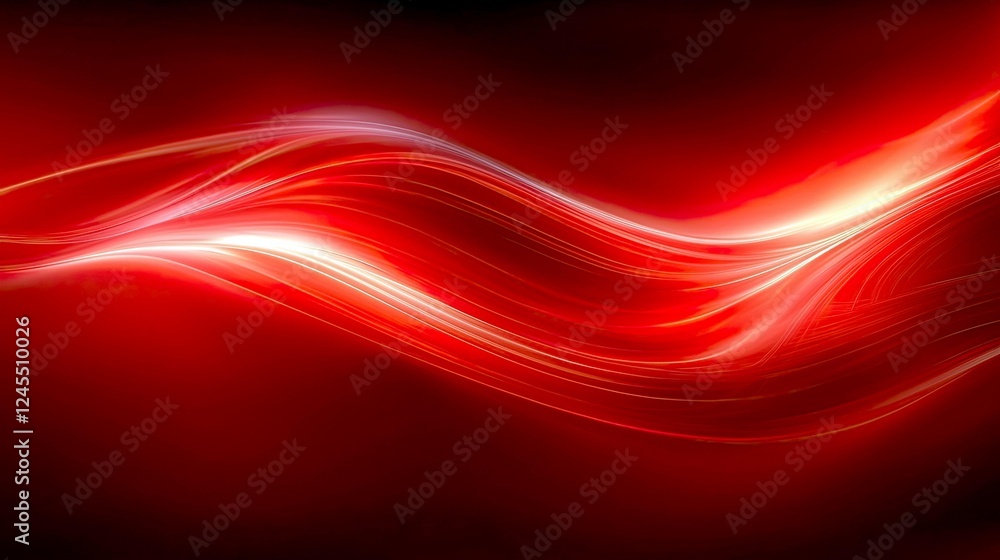 Poster abstract red wave: dynamic energy and glowing motion - a captivating visual masterpiece