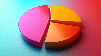 Fototapeta premium Colorful 3D pie chart divided into four sections, showcasing data visualization.