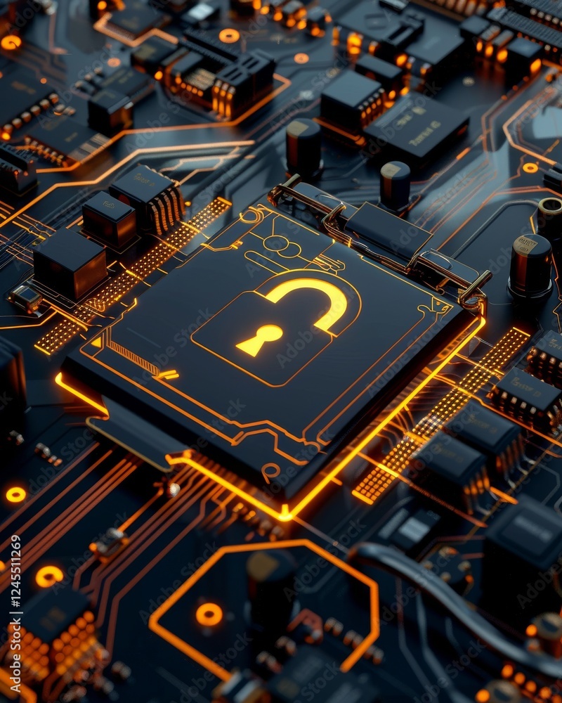 Poster ethereal integration: a minimalist padlock symbol in design harmony