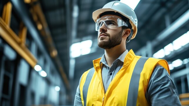 Portrait of a Confident Industrial Engineer in a Modern Factory Setting