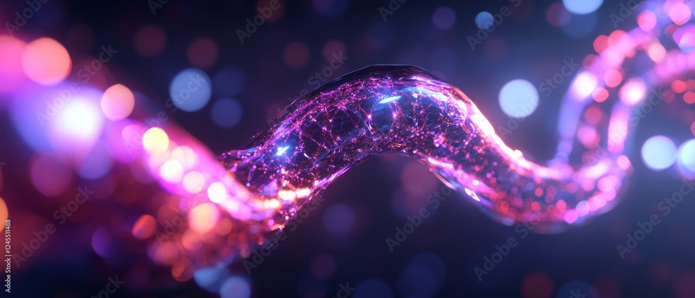 Poster Futuristic Urban Lightscape Dynamic LED Structure in Vivid Neon Shades - Visual Communication for Smart City Development and Digital Marketing Innovation