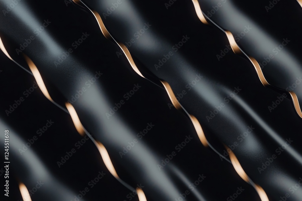Poster textured fabric with golden accents creating waves and shadows in soft lighting for design inspirati