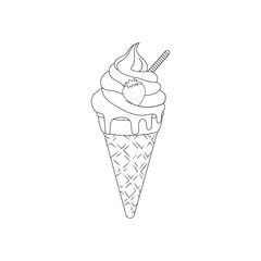 Ice-Cream line art vector Illustration, black and white clipart