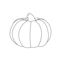 Vector line art of a pumpkin on a white background