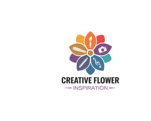 Obraz premium : A creative flower logo icon vector art illustration
