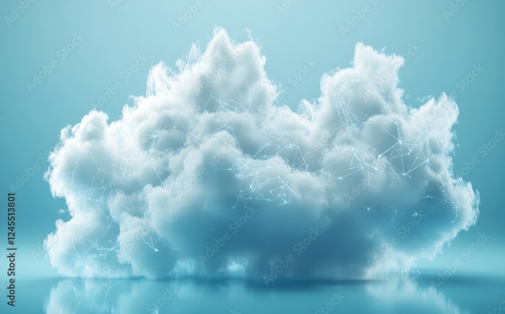 Poster digital cloud with network connections representing technology and innovation in a modern abstract b