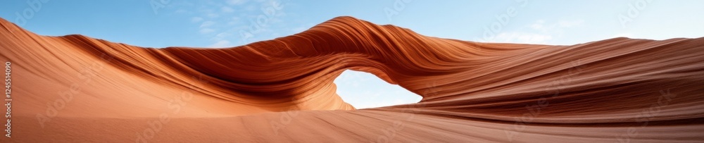Poster modern abstract architecture curved sandstone formations under blue sky - innovative design concepts