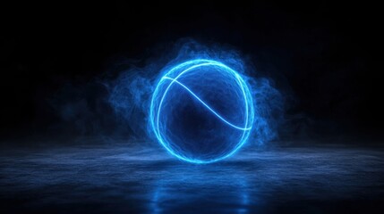 Vibrant and energetic volleyball spiking scene with a glowing neon ball in dynamic movement capturing the intensity and athleticism of the sport