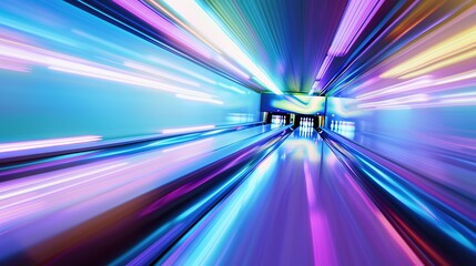 A vibrant neon bowling alley where motion blur adds an exciting dynamic, combined with modern lighting that creates a lively and energetic atmosphere. The vivid neon colors and the sense of movement
