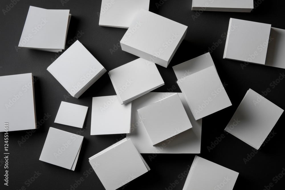 Poster Minimalist Architectural Sample Display Sleek White Blocks on Dark Matte Surface - Modern Design Concepts and Creative Studio Presentations